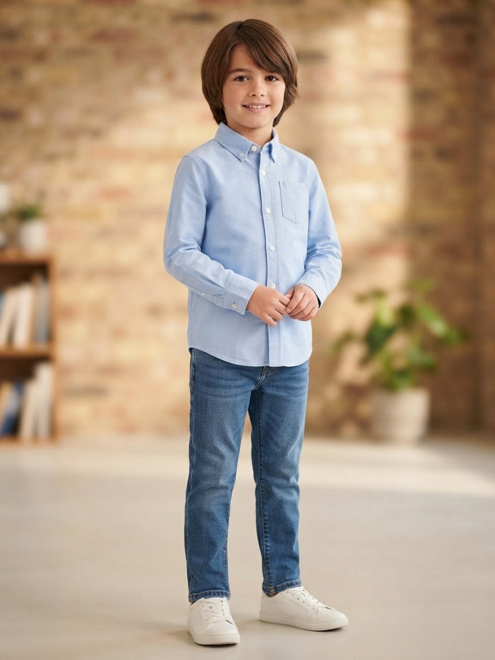 Janie and Jack Boys' Light Blue Oxford Button-Down Shirt